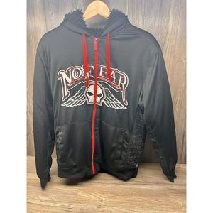 Vintage No Fear Skull Wings Jacket Size Large Faux Fur Lining